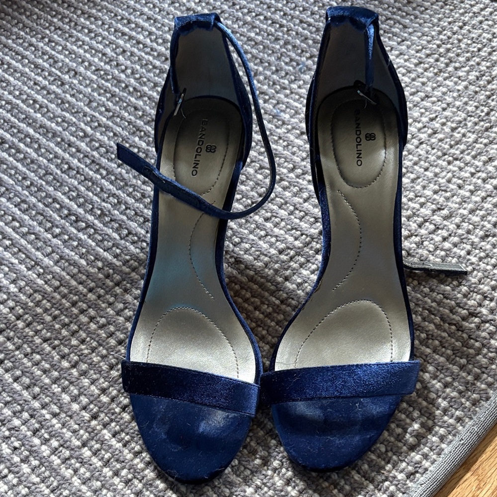 Bandolino Velvet Navy Blue Strappy Heels